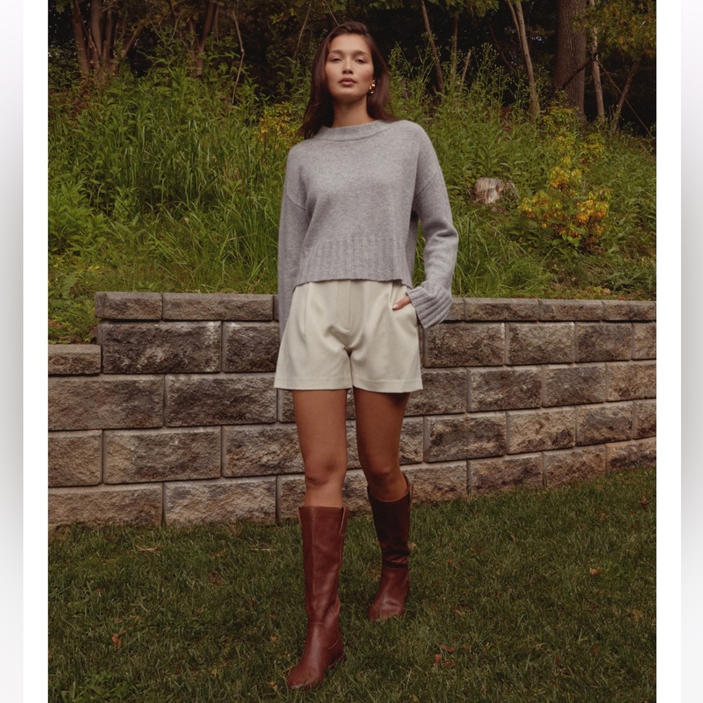 C7 NWT CAARA Perla Merino Wool Ribbed Hem Relaxed Fit Crewneck‎ Neckline Sweater - Picture 2 of 12